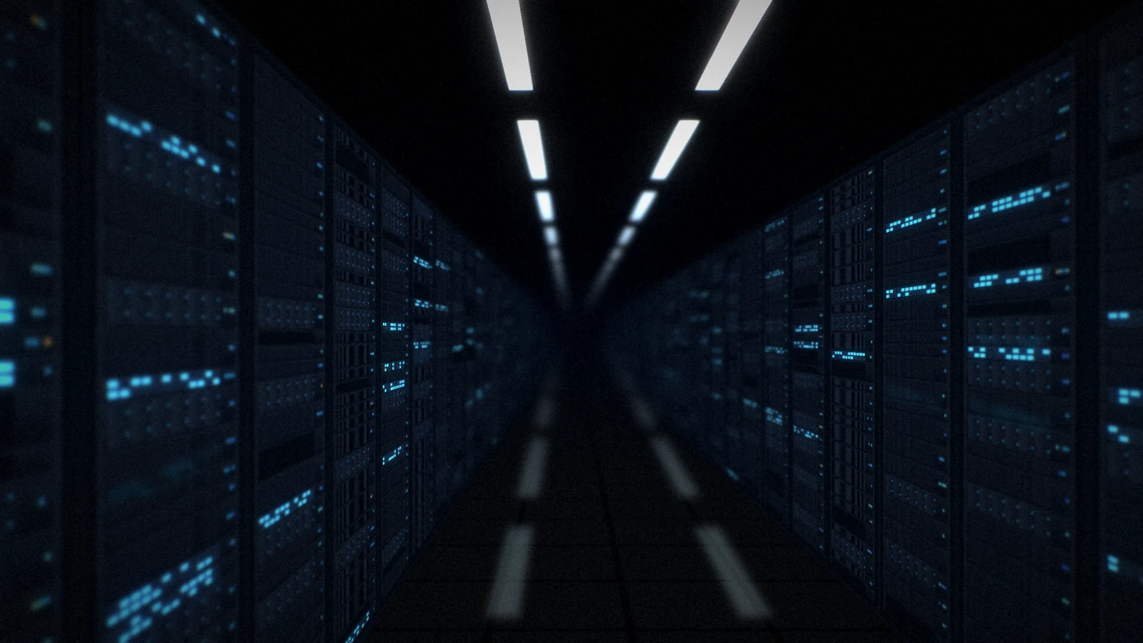 Rows of server racks in a data centre